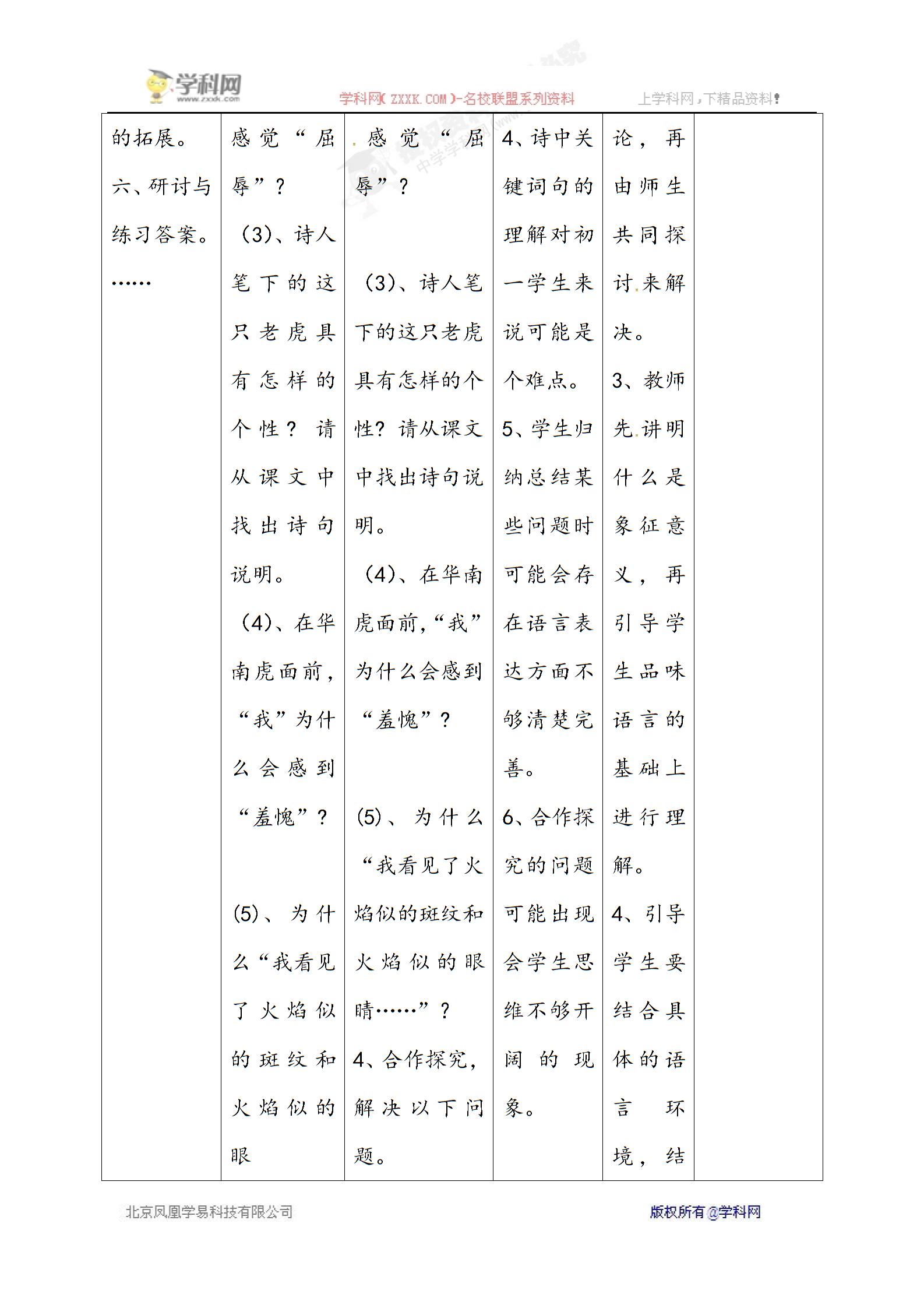 [中学联盟]四川省华蓥市明月镇小学人教版七年级语文下册28《华南虎》（教案+课件） (2份打包)