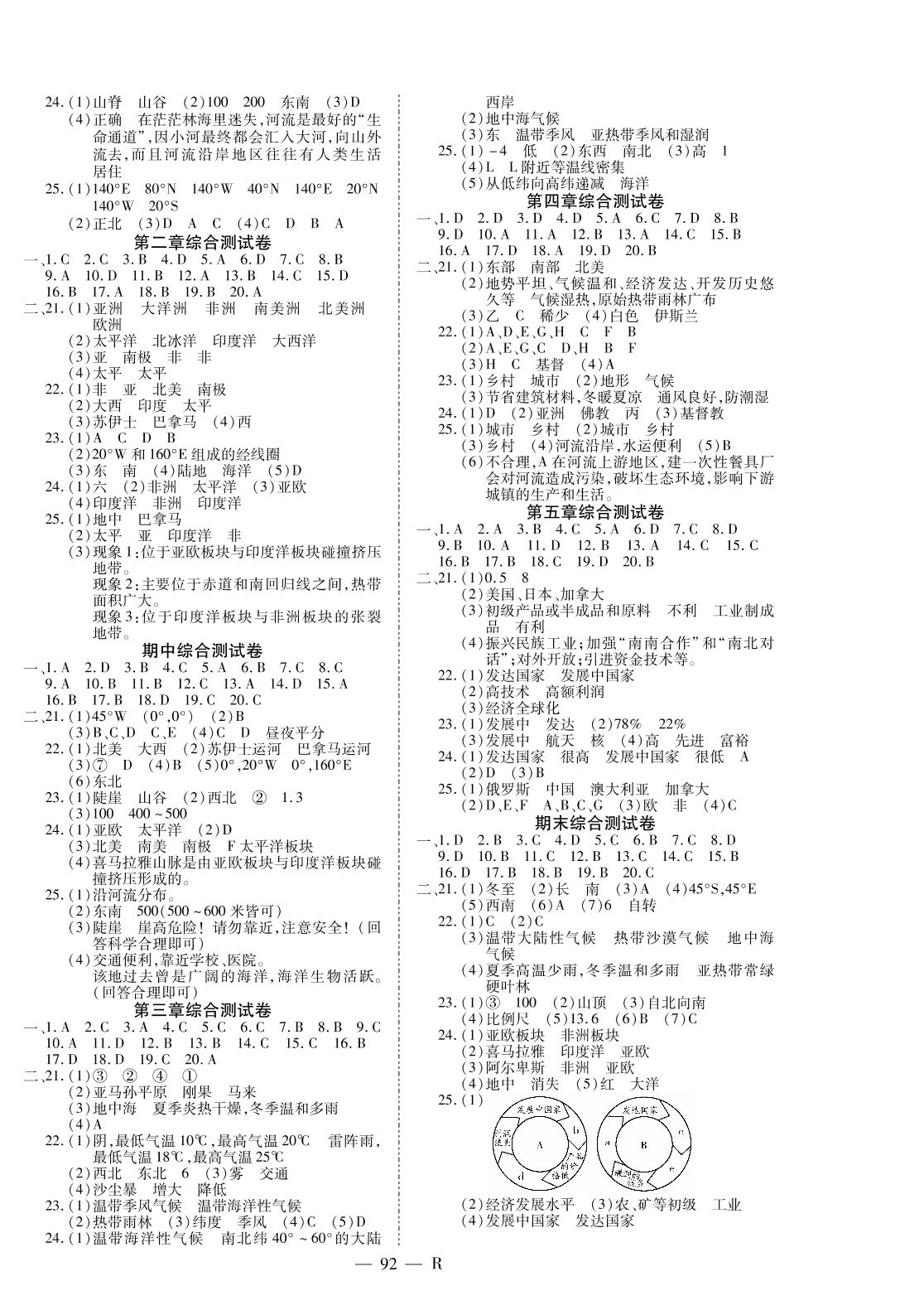 期中综合测试卷-2020-2021学年七年级上册初一地理【领航课堂】人教版