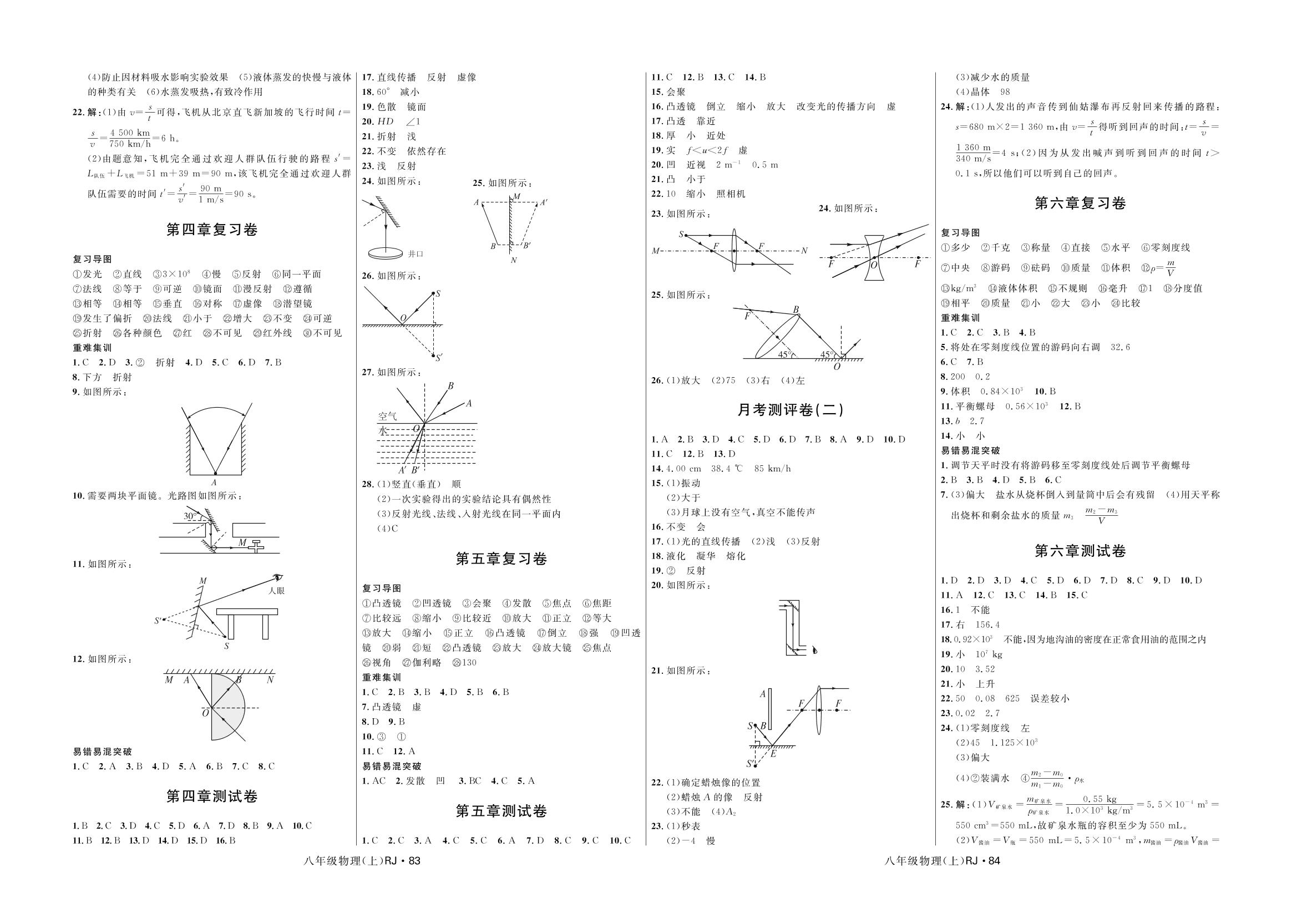 月考测评卷(二）-2020-2021学年八年级上册初二物理【夺冠百分百】优化测试卷（人教版）