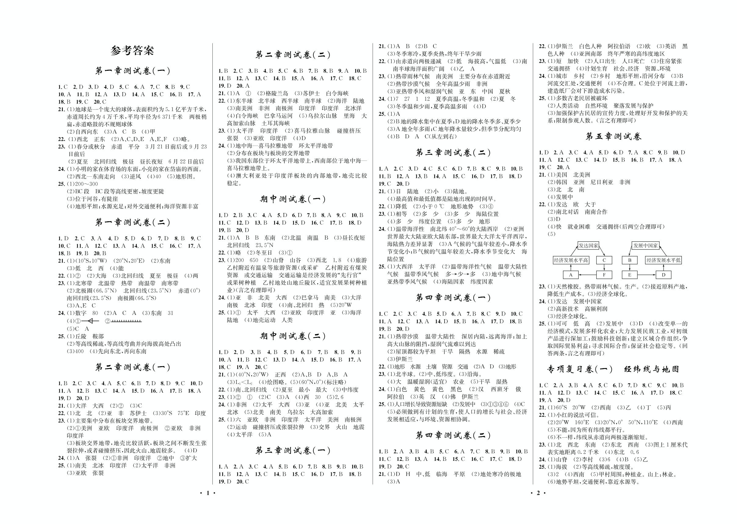第四章测试卷（二）-2020-2021学年六年级初一上册地理【夺冠必刷卷】鲁教版（五四通用）