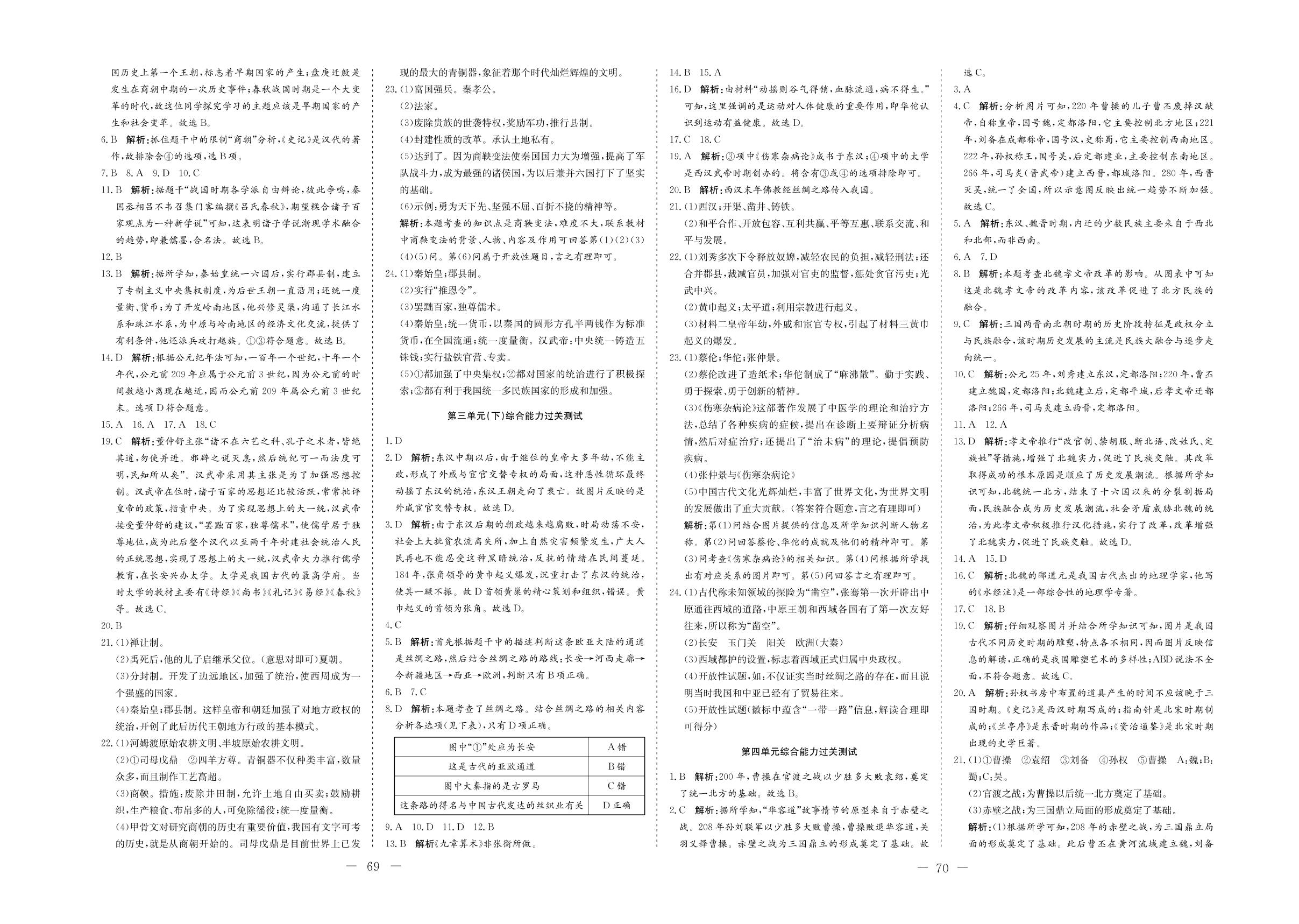 第三单元(下) 秦汉时期：统一多民族国家的建立与巩固 综合能力过关测试-【学考A+卷】2020-2021学年七年级上册初一历史同步复习与测试（人教部编版）