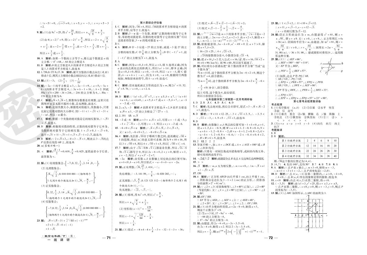 第六章考点梳理集训卷-2020-2021学年七年级下册初一数学89所名校名师【一线调研卷】（人教版）