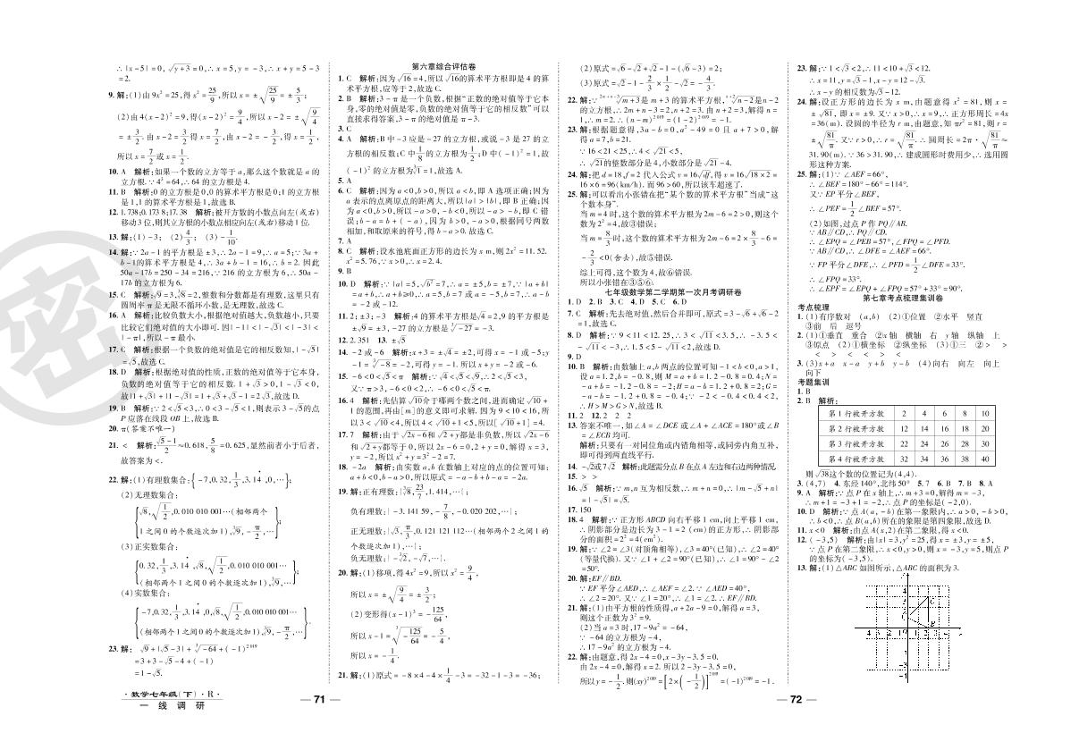 第六章综合评估卷-2020-2021学年七年级下册初一数学89所名校名师【一线调研卷】（人教版）