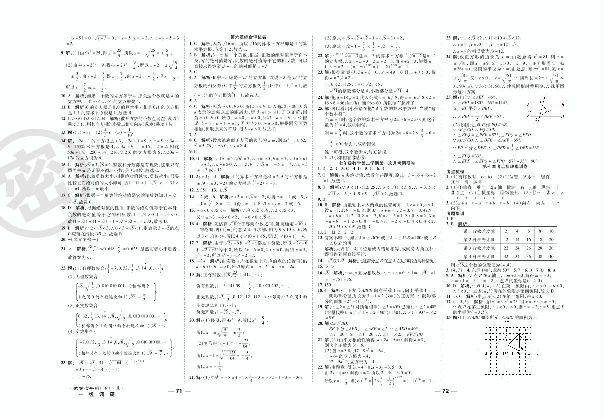 第一次月考调研卷-2020-2021学年七年级下册初一数学89所名校名师【一线调研卷】（人教版）