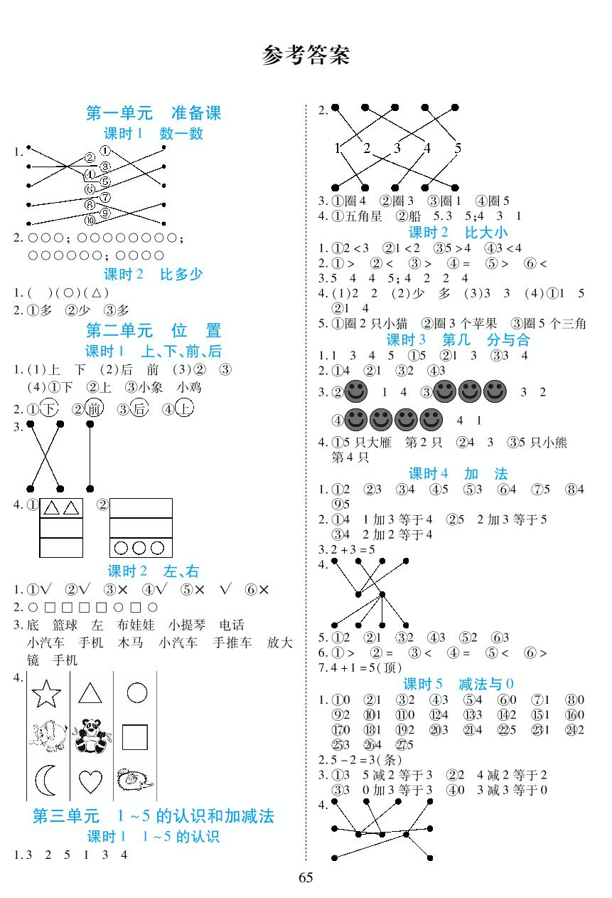 第07单元 认识钟表-2019-2020学年一年级上学期玖典口算应用双突破(人教新课标)