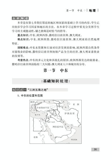 第八章 第一节 中东(精讲)-【优化设计】2020-2021学年七年级下册初一地理同步学考 人教版