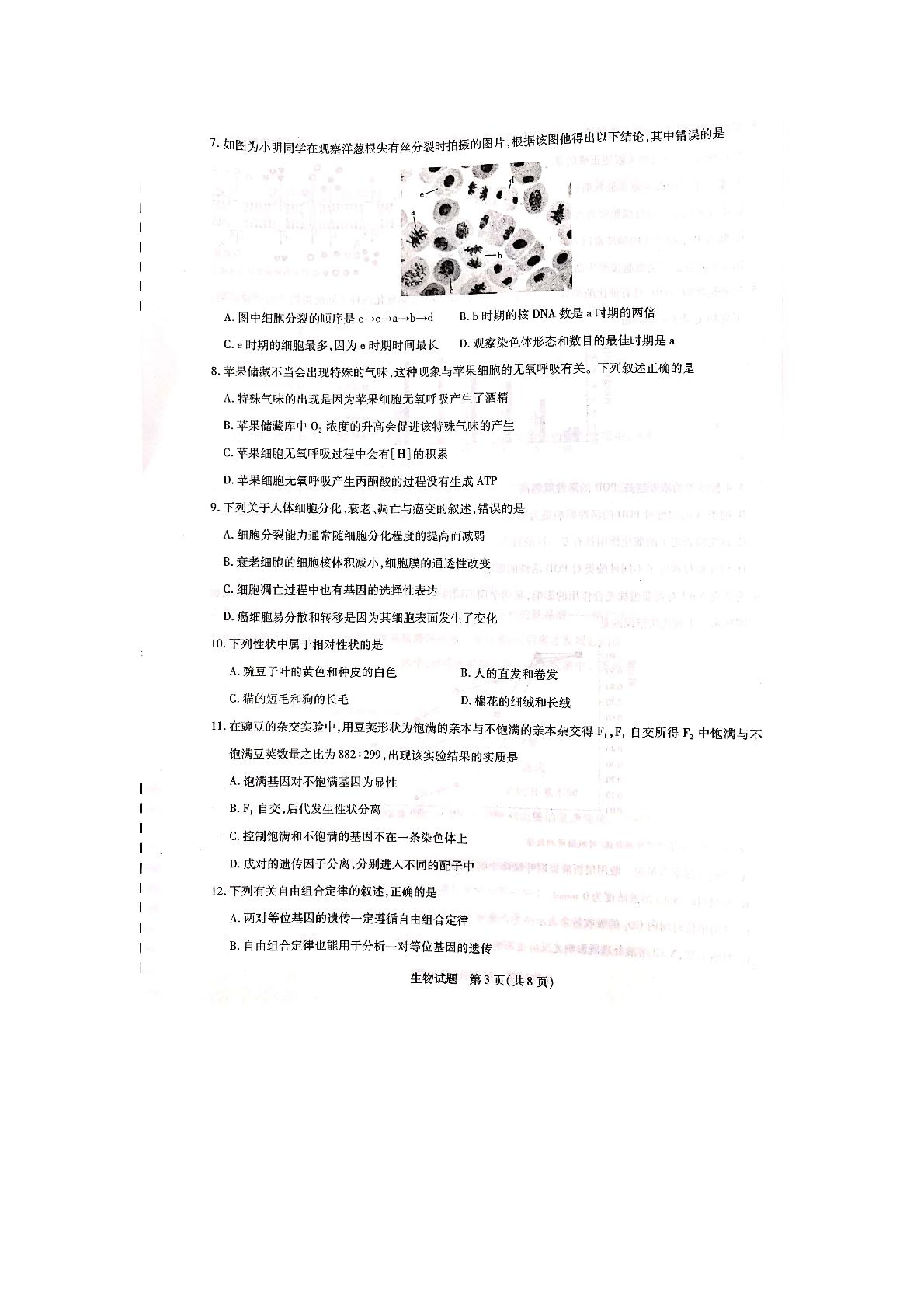 河南省焦作市普通高中2020-2021学年高一年级下学期期中考试生物试卷