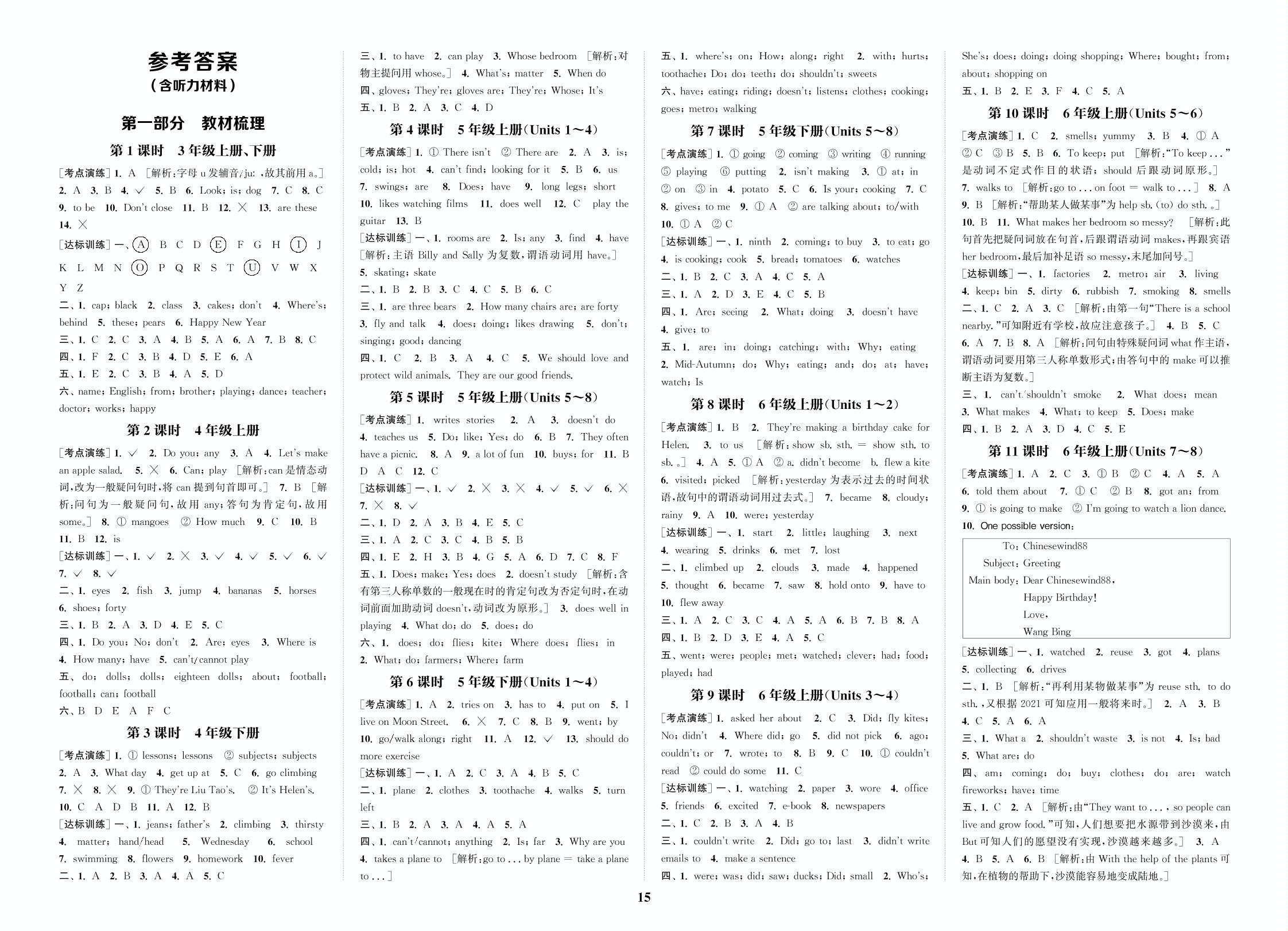 第2部分 专项突破 一 听力（PDF版）-2021【通城1典】小学英语总复习（译林版）