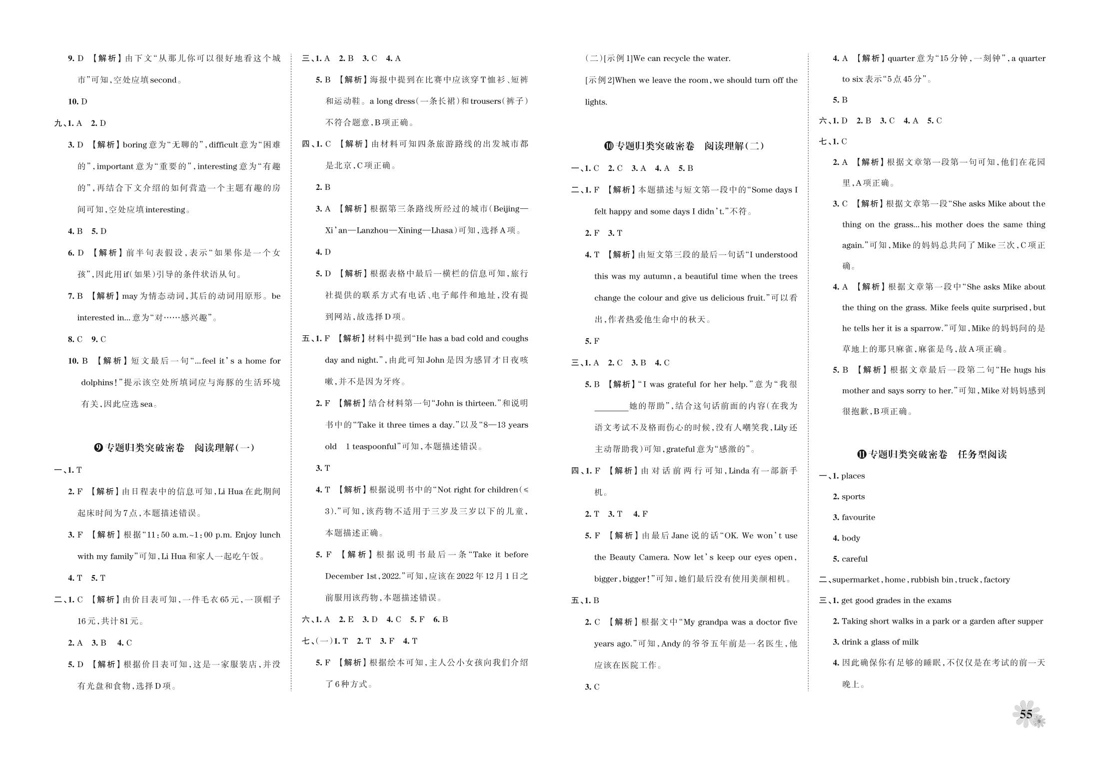 专题突破11 任务型阅读-2021小升初英语重点学校考前突破密卷【王朝霞系列丛书】