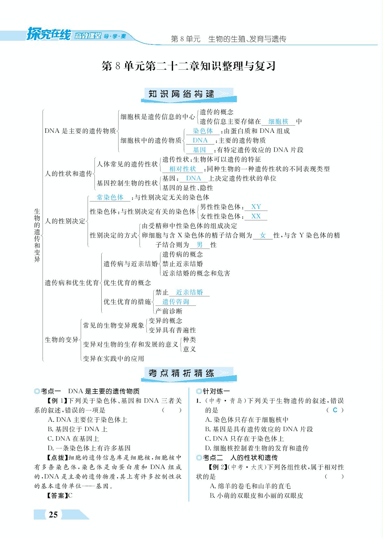 第二十二章 知识整理与复习(高效课堂)-2021-2022学年八年级下册生物【探究在线】高效课堂(苏教版)教用
