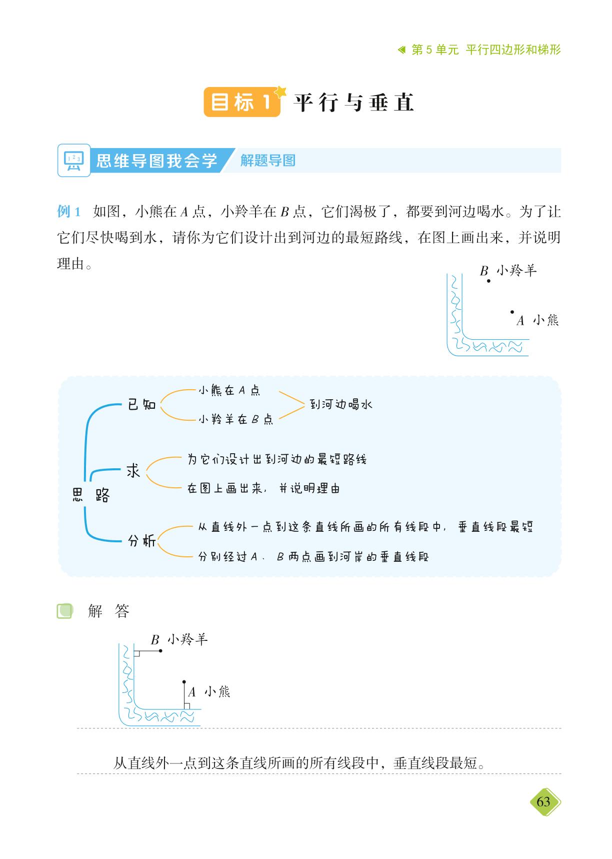 第5单元 目标1 平行与垂直-2023-2024学年四年级上册数学【思维导图天天练】人教版