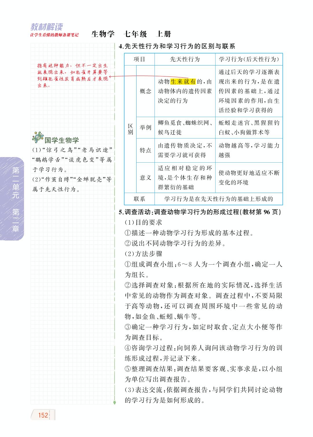 2.2.4 动物的行为-【教材解读】2023秋七年级上册初一生物（济南版)
