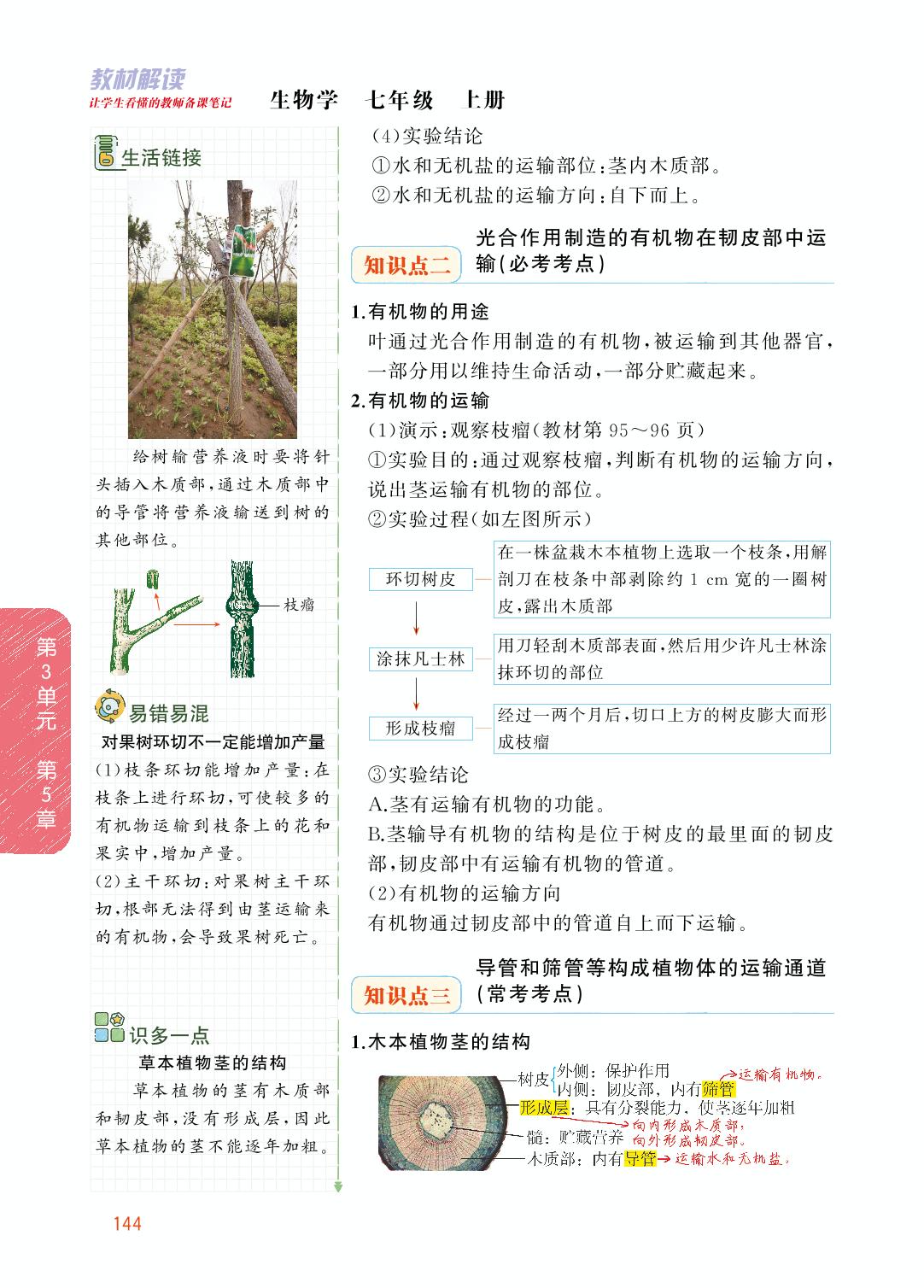 3.5.5 运输作用-【教材解读】2023秋七年级上册初一生物（北师大版)