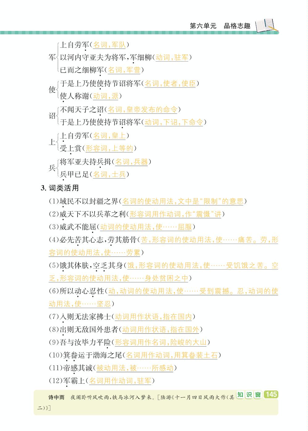 八年级上册 第6单元 品格志趣-【学霸背记手册】初中语文必考知识全解（初中阶段均适用）