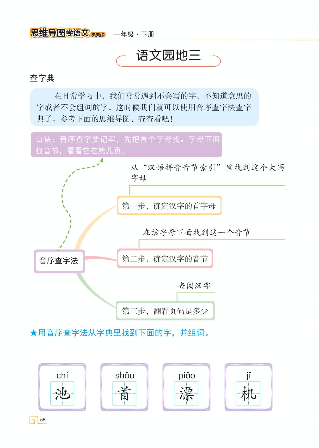 语文园地三-【思维导图天天练】2023-2024学年一年级下册语文（统编版）