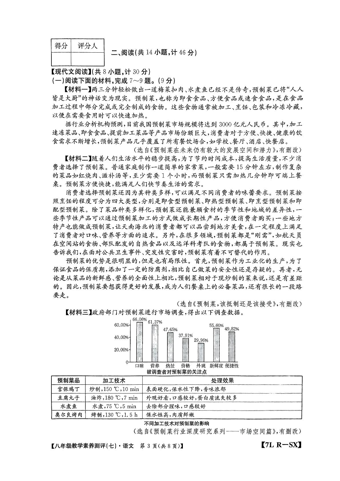 陕西省榆林市子洲县周家硷中学2023-2024学年八年级下学期6月月考语文试题