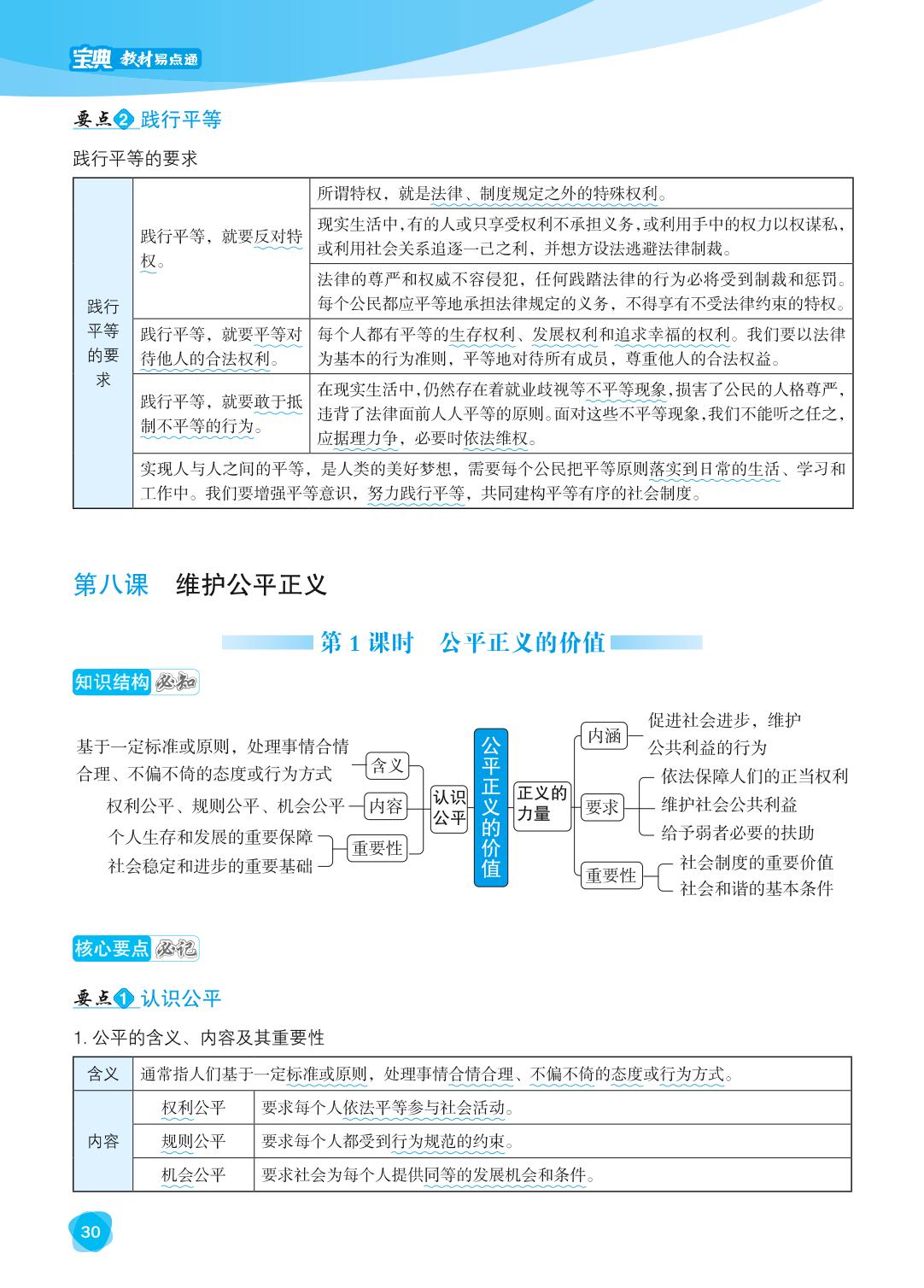 第八课 维护公平正义-【宝典训练】2023-2024学年八年级下册道德与法治教材易点通