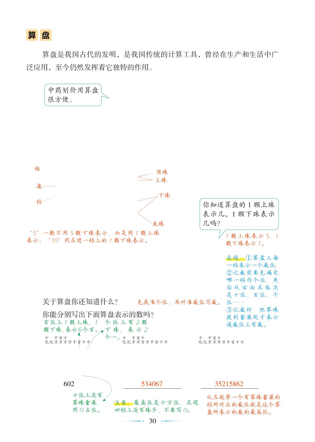 第1单元 第5课时 计算工具的认识、算盘、计算器-【随堂笔记】2024-2025学年四年级上册数学（人教版）