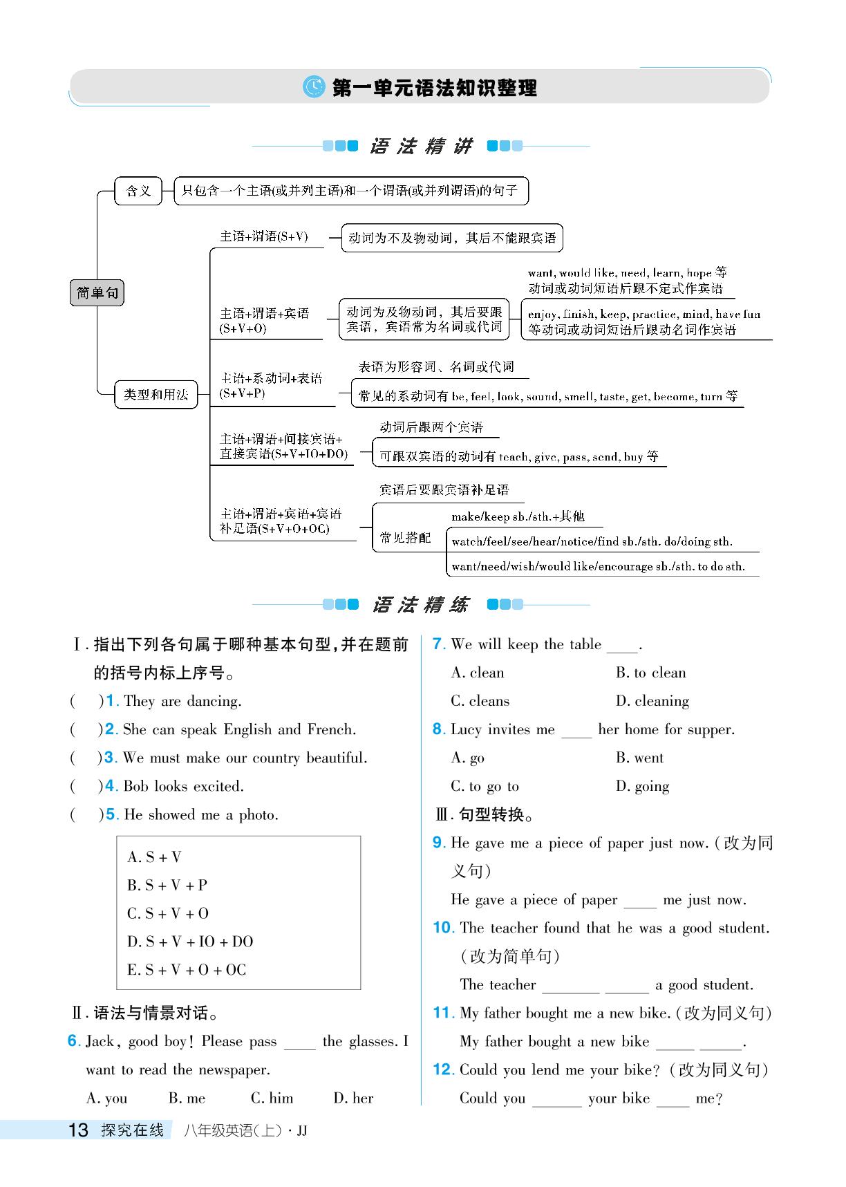 Unit 1 Me and My Class Review-【探究在线】2024-2025学年八年级上册英语高效课堂导学案（冀教版）