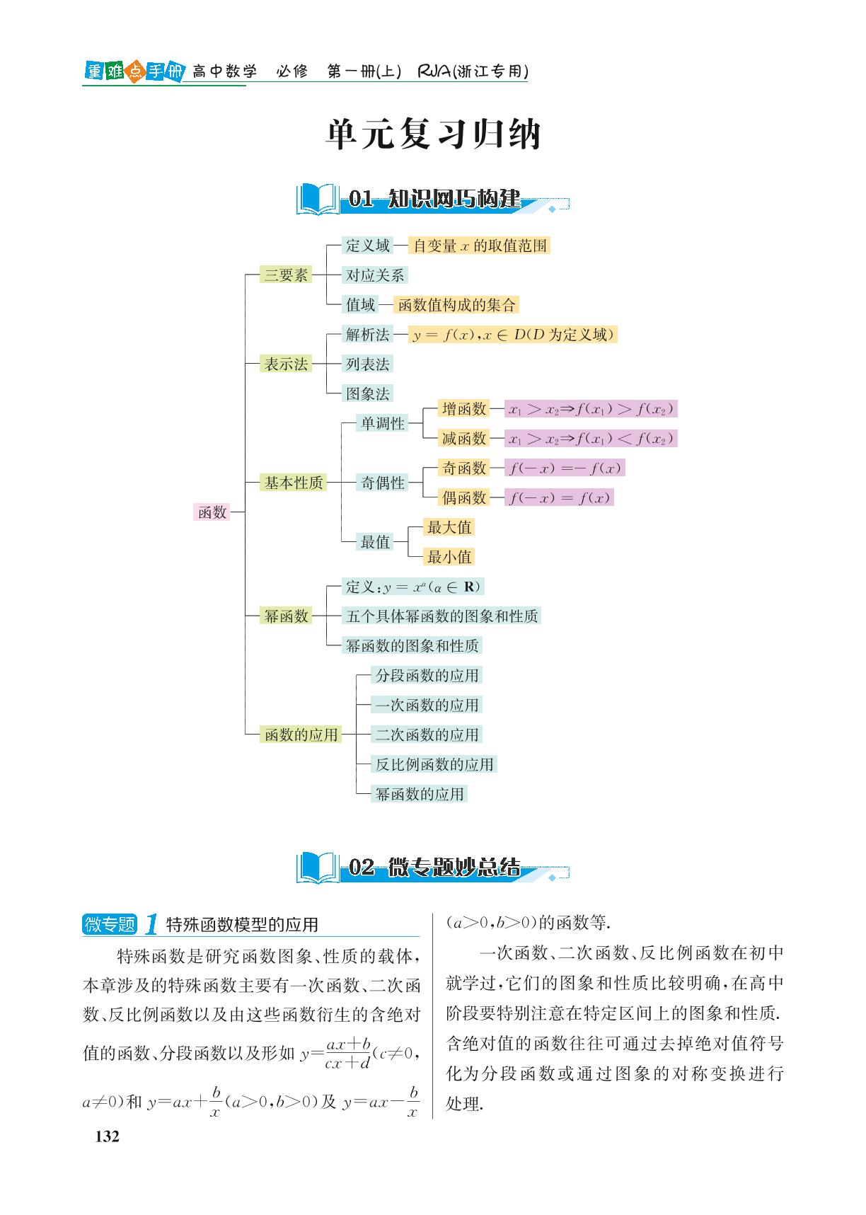 第3章 函数的概念与性质 单元复习归纳-【重难点手册】2024-2025学年新教材高中数学必修第一册（人教A版）