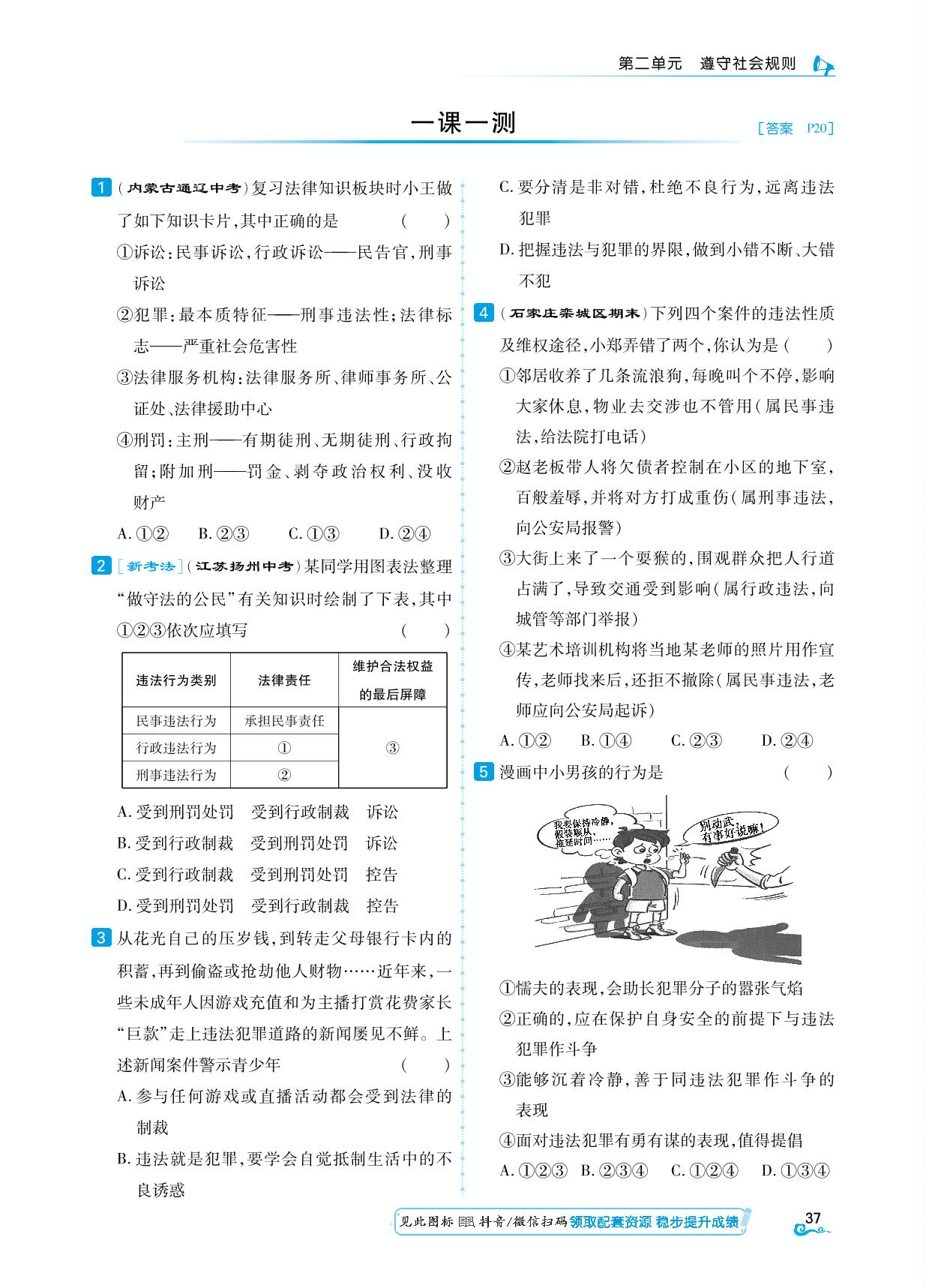 一课一测&知识专项3 遵规守法-【勤径学升】2024-2025学年八年级上册道德与法治同步练测（统编版）