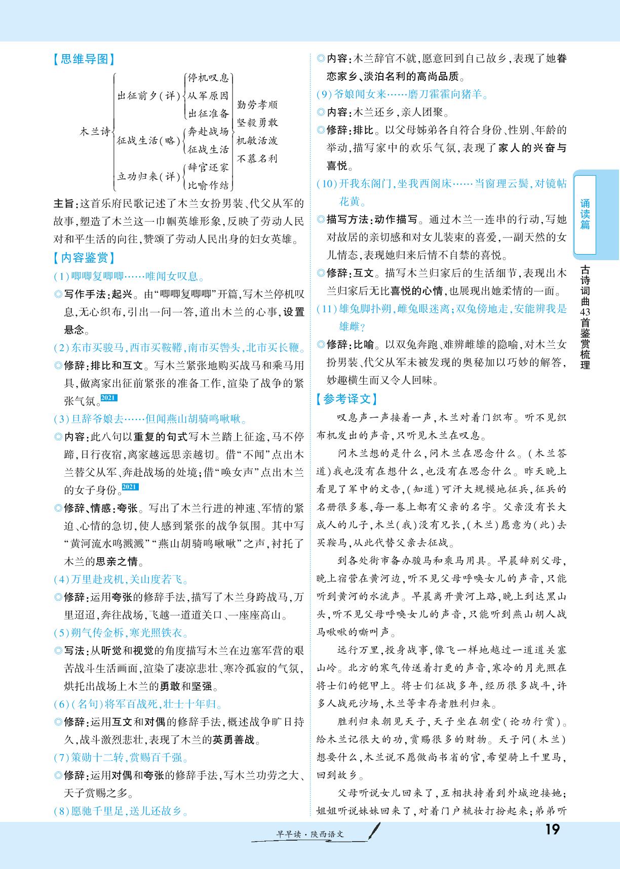 1.1.4 古诗词曲43鉴赏梳理 七年级下册-【一战成名新中考】2025陕西中考语文·一轮复习·早早读（讲册）