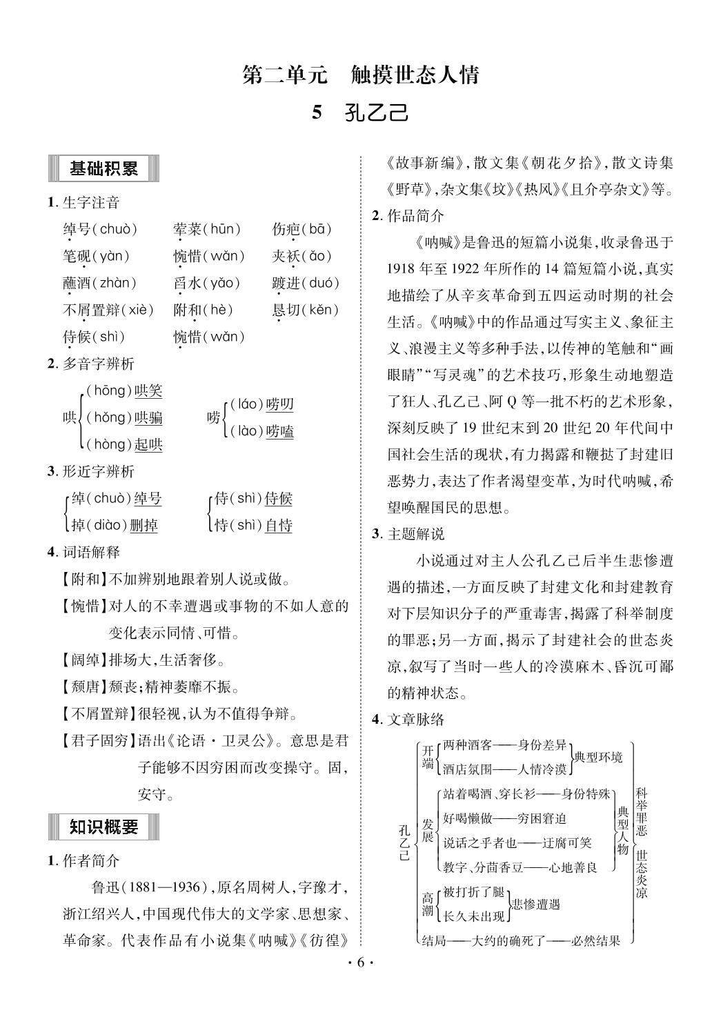 第2单元读背手册-【精英新课堂·三点分层作业】2024-2025学年九年级下册语文（安徽专版）