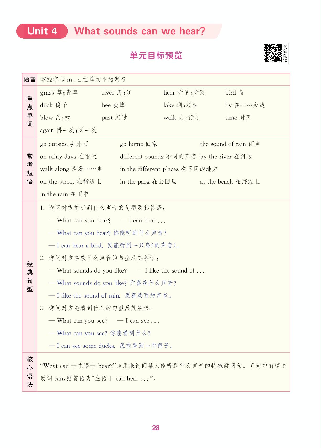 Unit 4 What sounds can we hear 单元目标预览&Period 1  -【拔尖特训】2024-2025学年新教材三年级下册英语（沪教版2024）