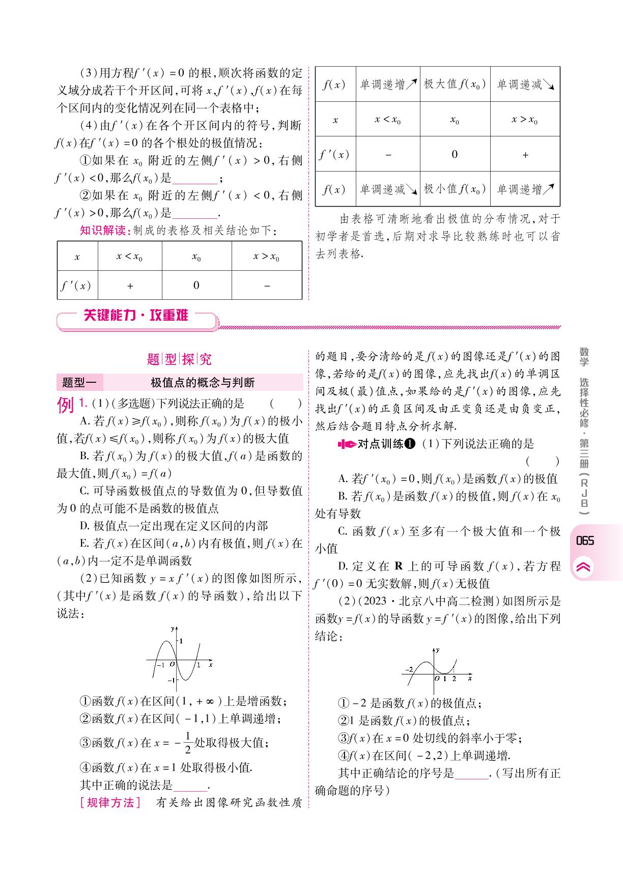 6.2.2 第1课时函数的导数与极值(学案)-【成才之路】2024-2025学年高中新课程数学选择性必修第三册同步学习指导(人教B版2019)