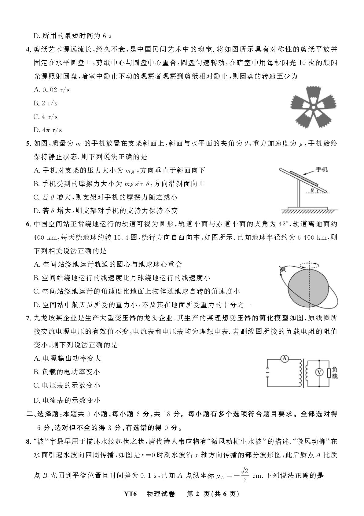 【领航密卷】2025年普通高中学业水平选择性考试物理押题卷(6)