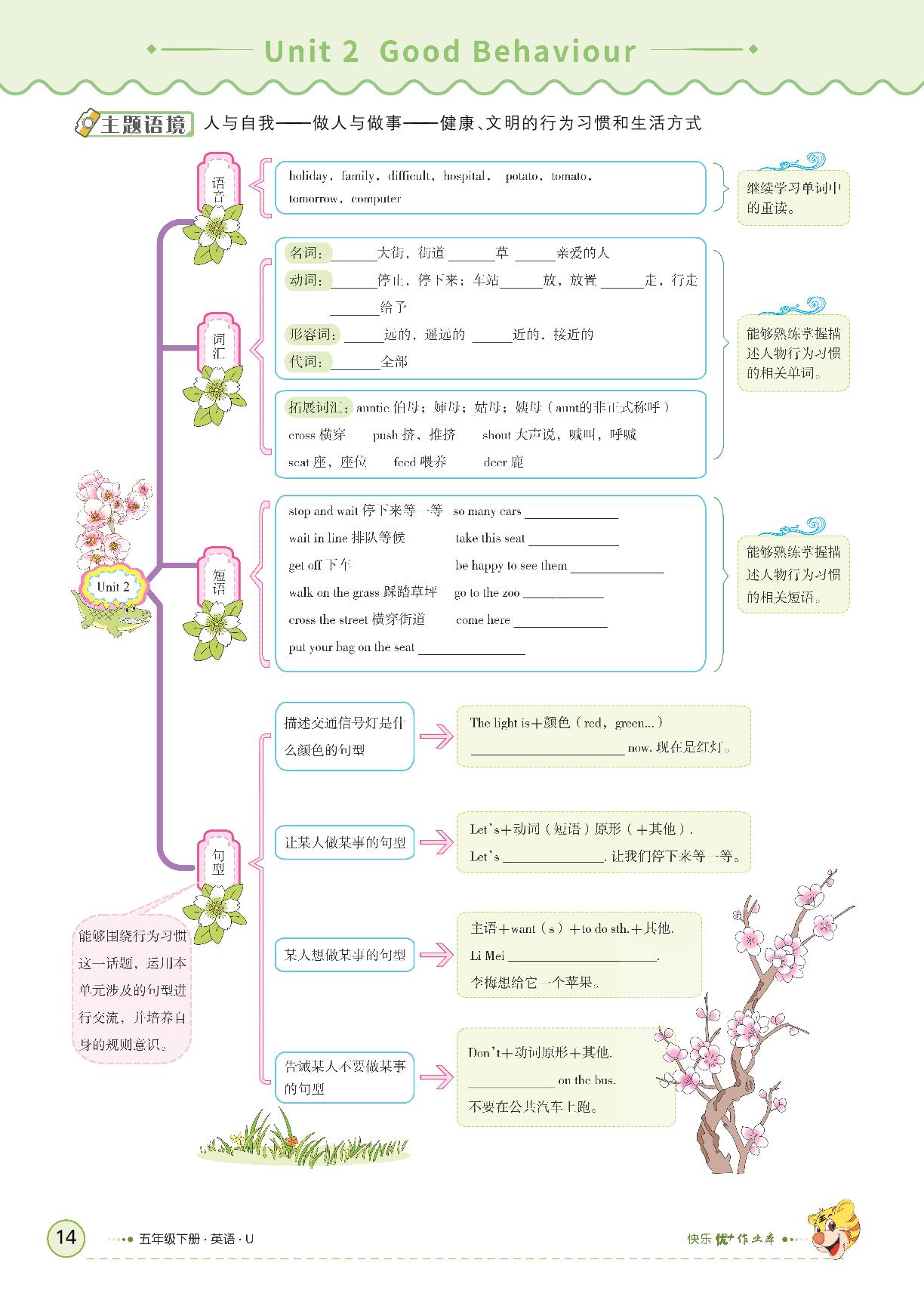 Unit 2 Good Behaviour-【快乐优+】2024-2025学年五年级下册英语作业本（鲁科版 五四制 三起）