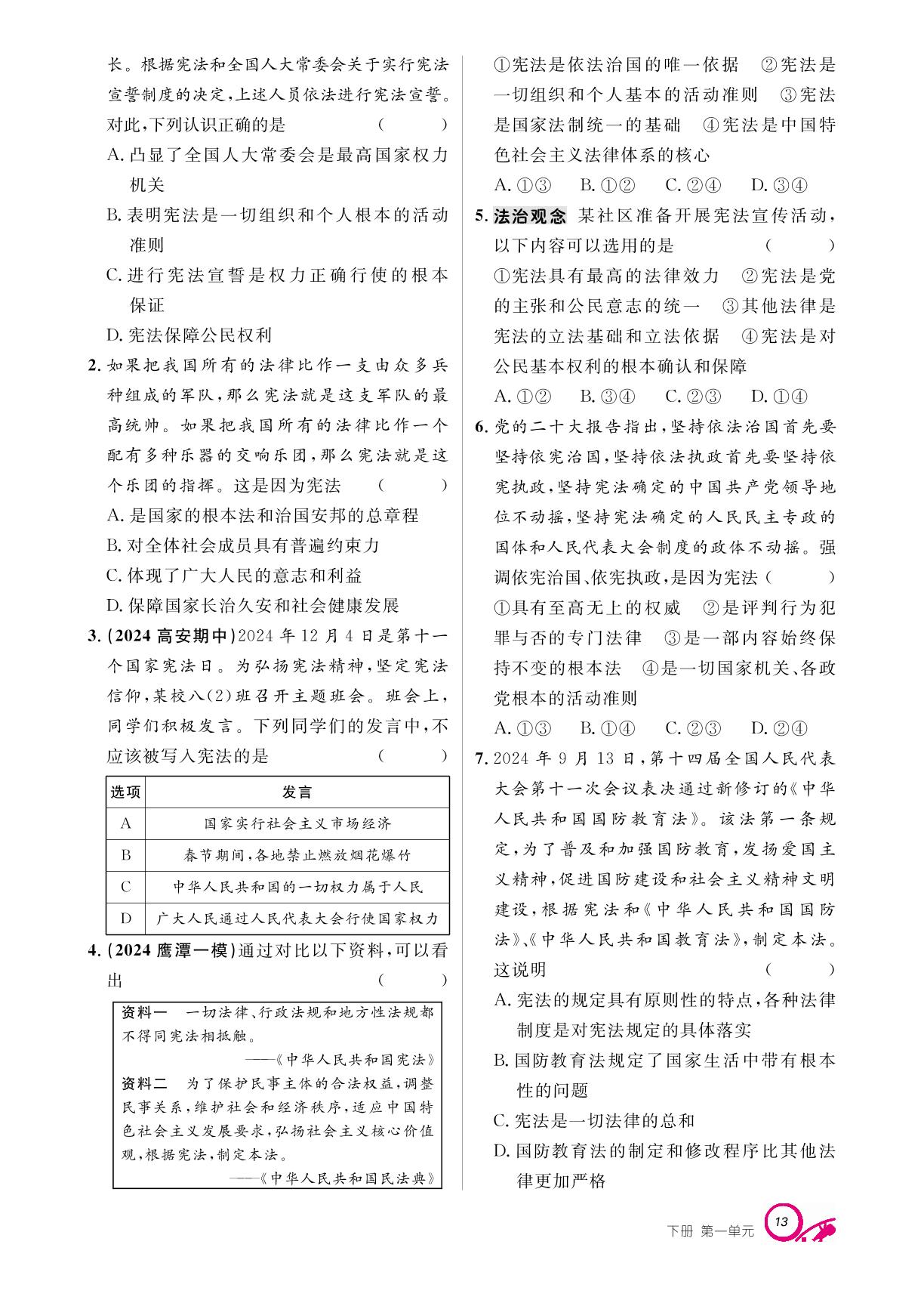 第一单元 第二课 保障宪法实施-【支点】2024-2025学年八年级下册道德与法治（统编版）