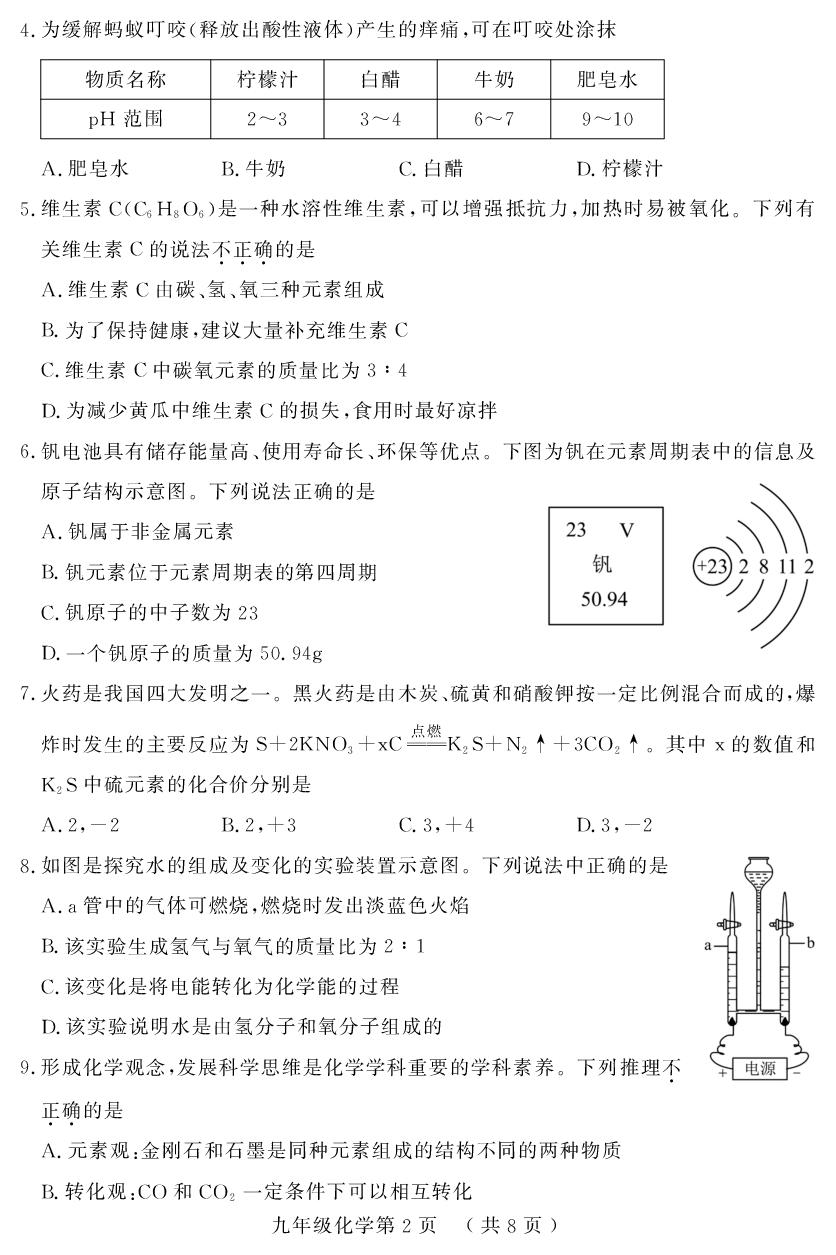 2025年山东省菏泽市曹县中考一模化学试题