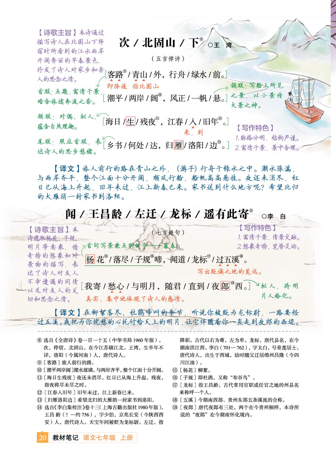 4 古代诗歌四首-【教材笔记】2025-2026学年新教材七年级上册语文课前预习笔记（统编版2024）
