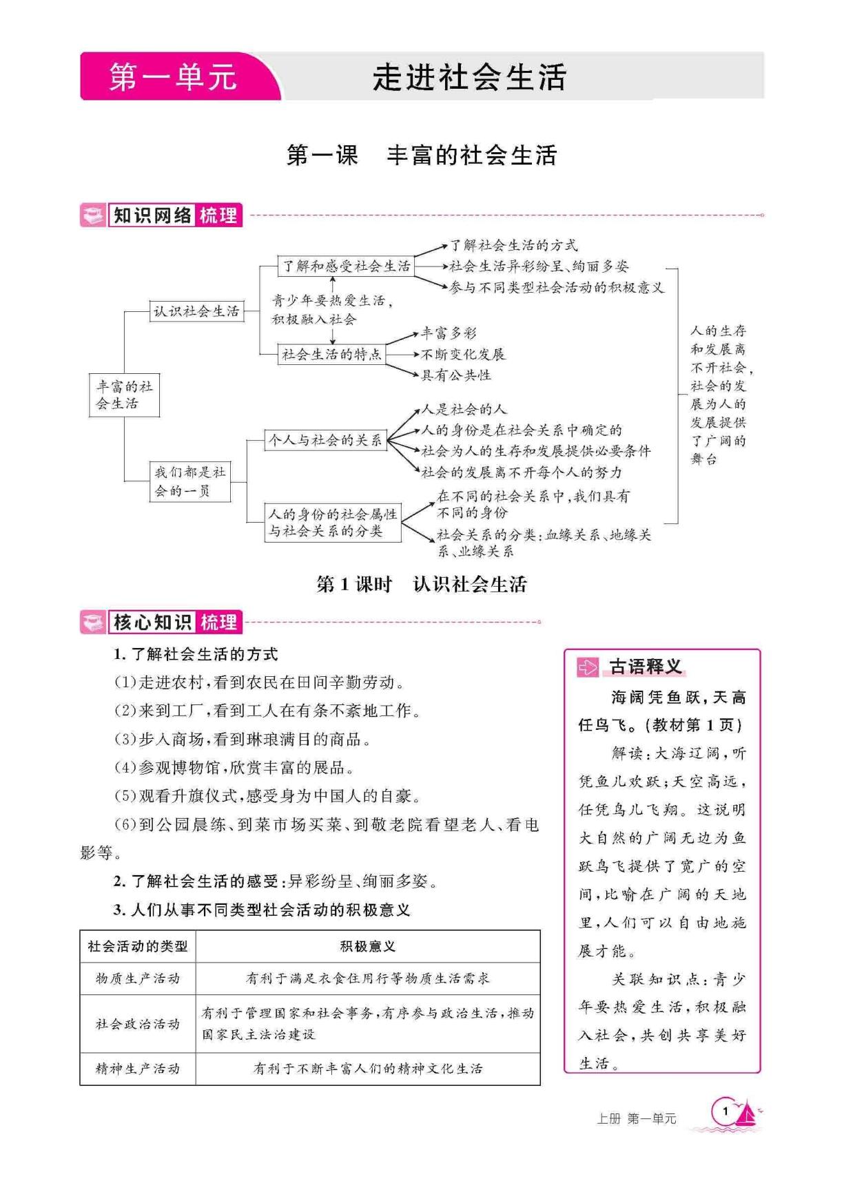 第1课 丰富的社会生活 第1课时 认识社会生活-【学海风暴】2025-2026学年新教材八年级上册道德与法治同步备课（统编版2024）