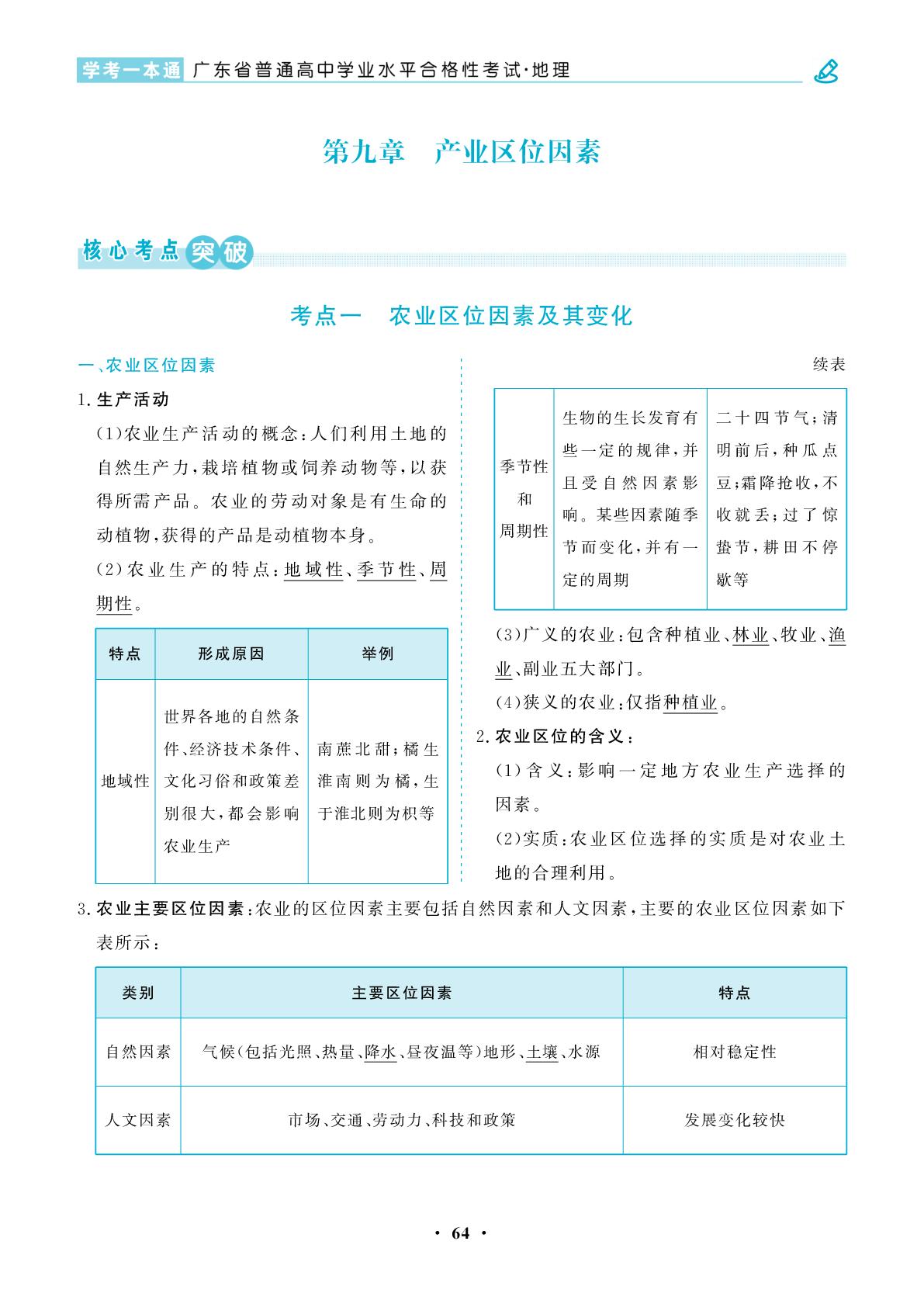 第9章 产业区位因素-【学考一本通】2026年广东省高中地理学业水平合格性考试