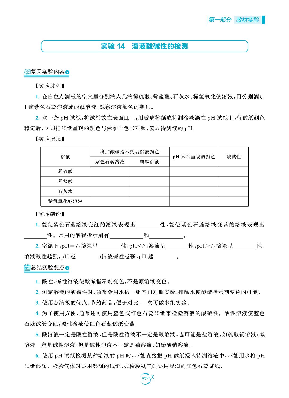 实验14 溶液酸碱性的检测-【中考得高分】2025年中考化学实验与探究