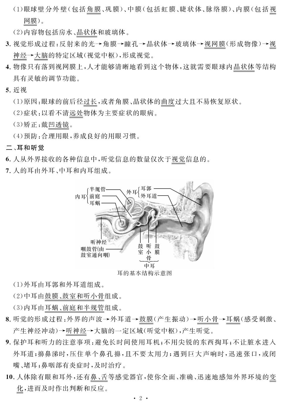 第四单元 第六章 人体生命活动的调节 知识梳理-【鸿鹄志·名师测控】2025-2026学年新教材八年级上册生物（人教版2024 陕西专版）