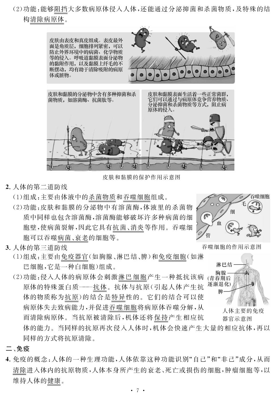 第四单元 第七章 健康地生活 知识梳理-【鸿鹄志·名师测控】2025-2026学年新教材八年级上册生物（人教版2024 陕西专版）