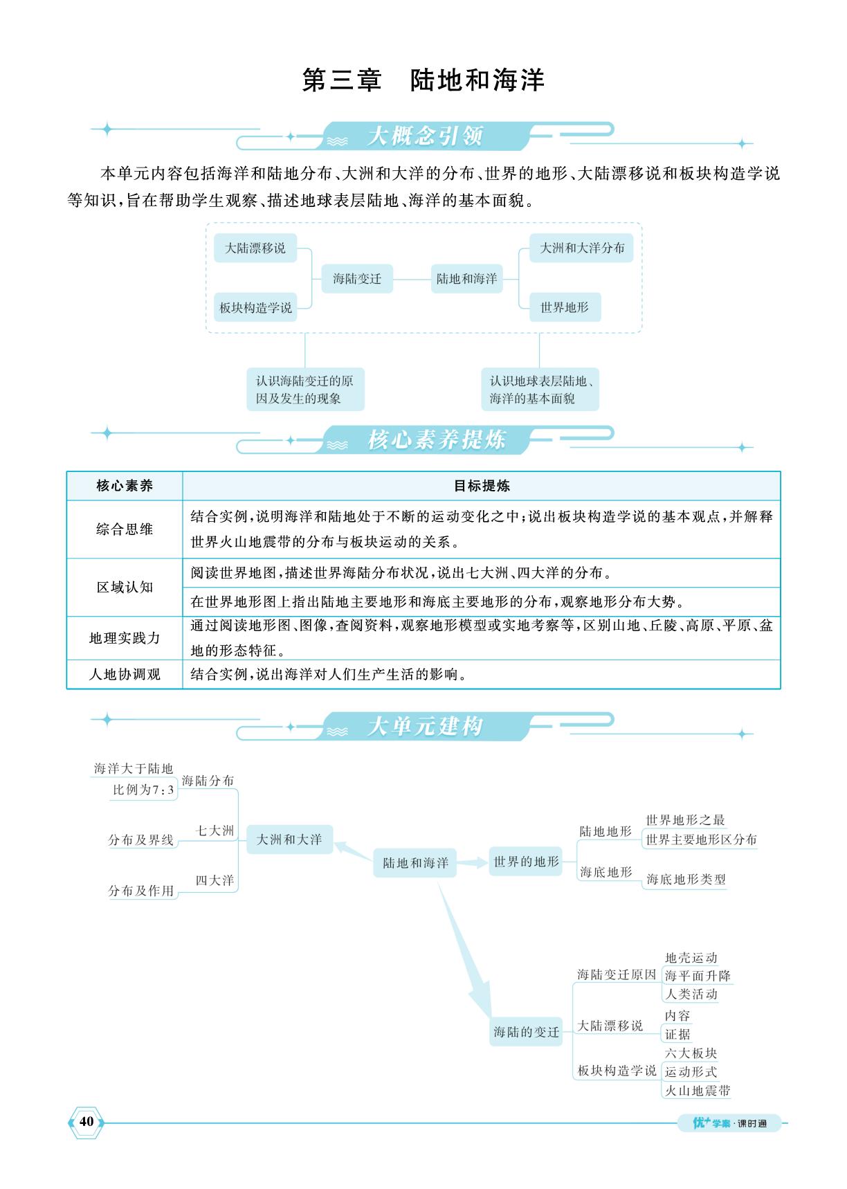3.1 大洲和大洋-【优+学案】2025-2026学年新教材六年级上册地理课时通（鲁教版五四学制2024）