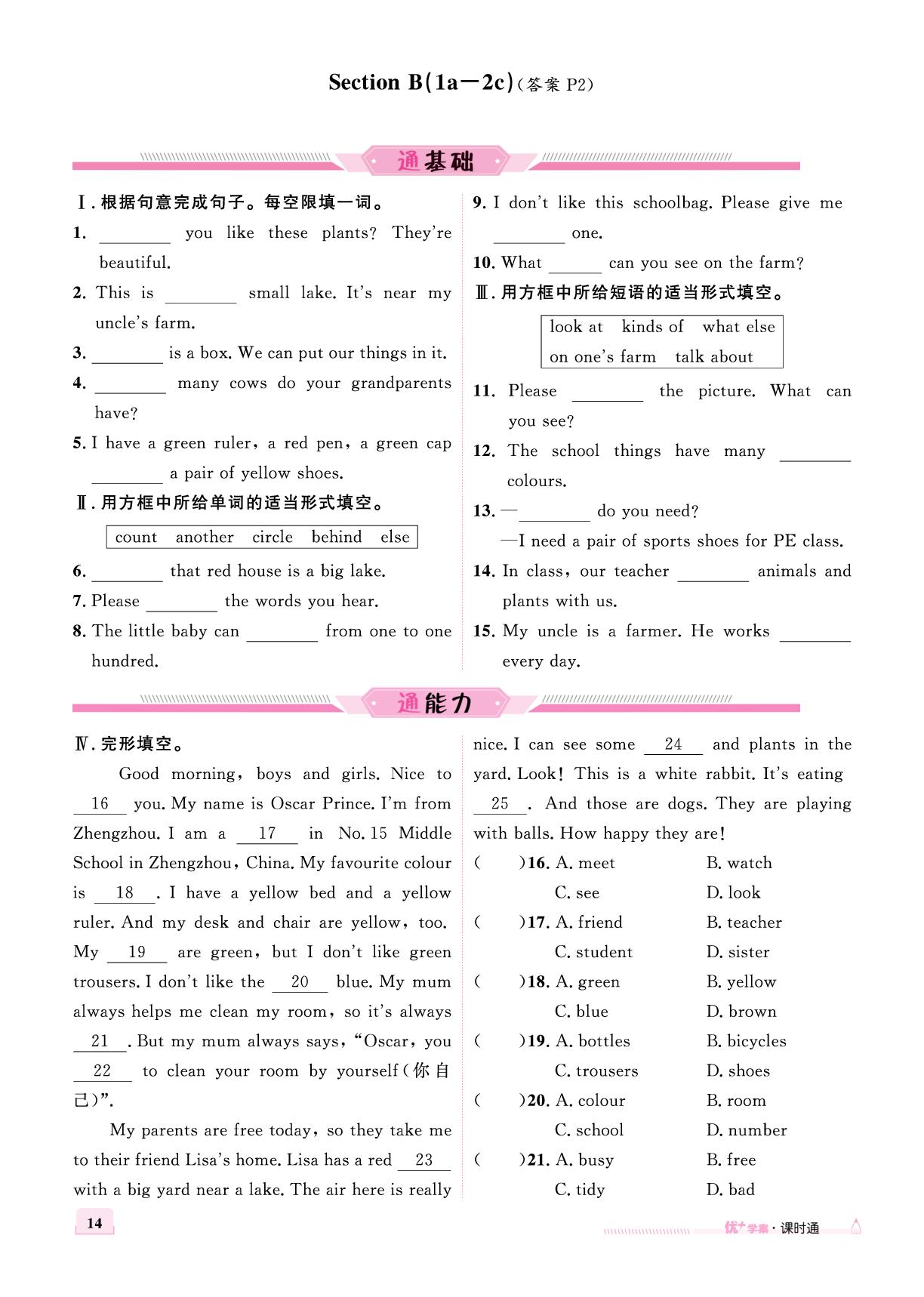 Starter Unit3 Section B-【优+学案】2025-2026学年新教材七年级上册英语课时通（人教版2024）