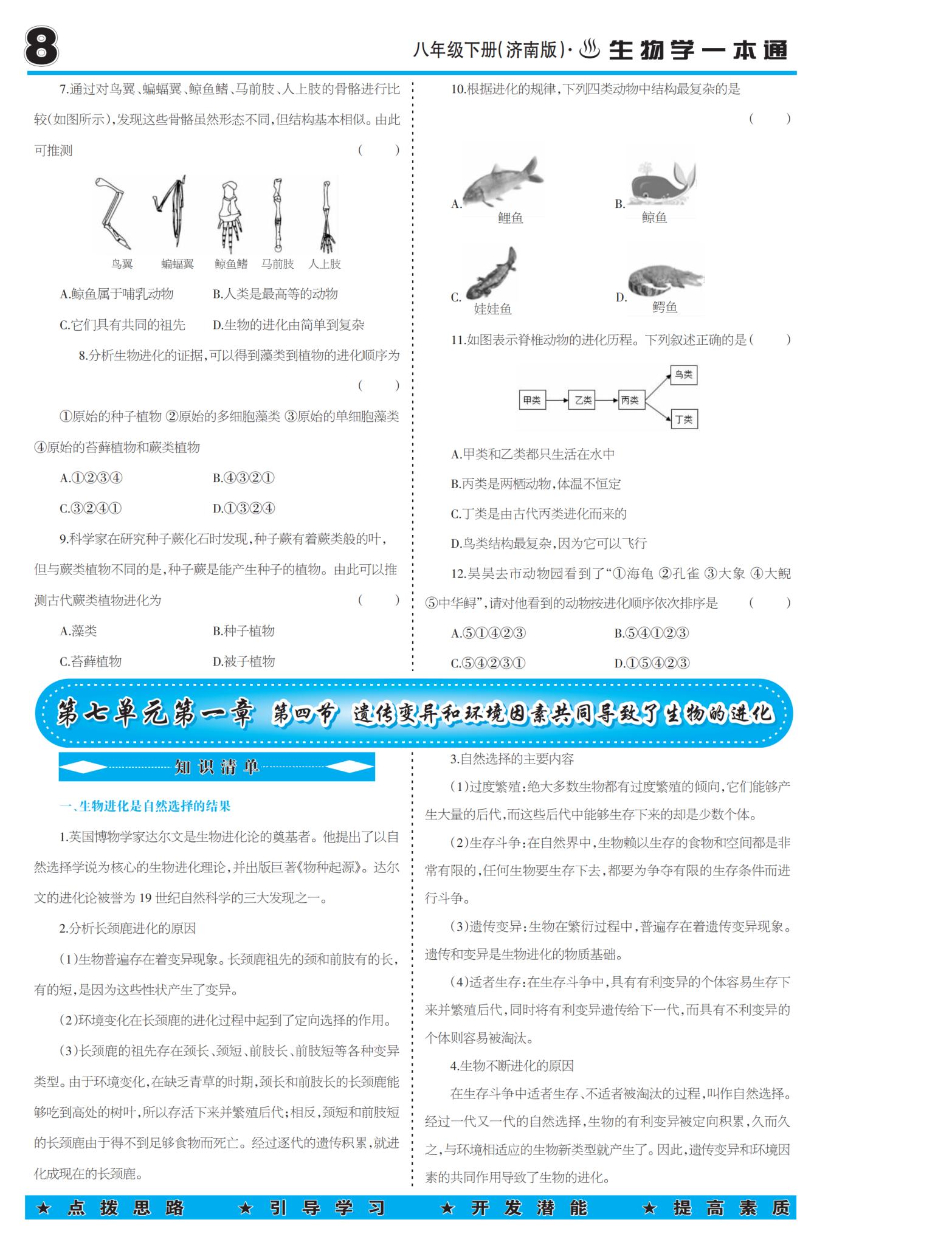7.1.4 遗传变异和环境因素共同导致了生物的进化-【少年素质教育报】2025-2026学年八年级下册生物一本通（济南版·新教材）