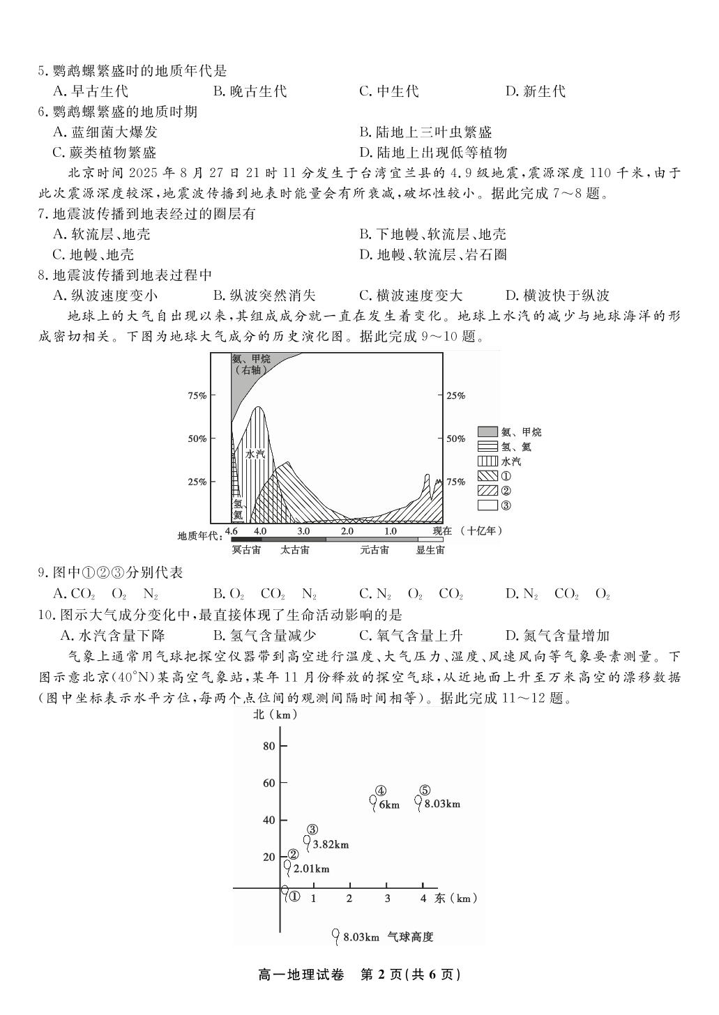 安徽省皖江名校联盟2025-2026学年高一上学期期中联考地理试卷