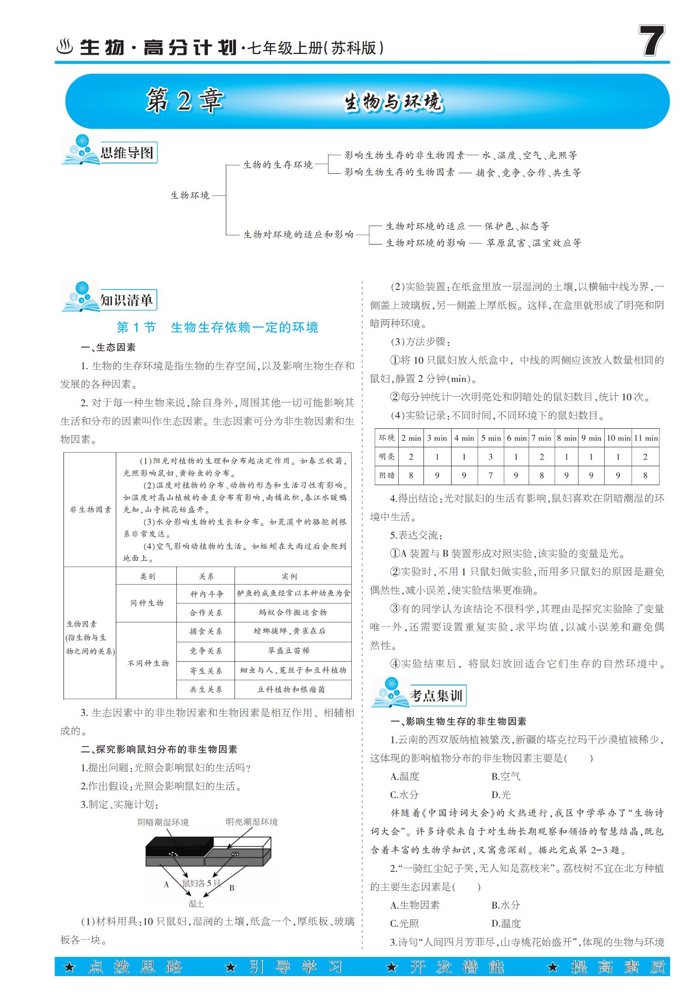 第2章 生物与环境-【少年素质教育报】2025-2026学年七年级上册生物高分计划（苏科版·新教材）