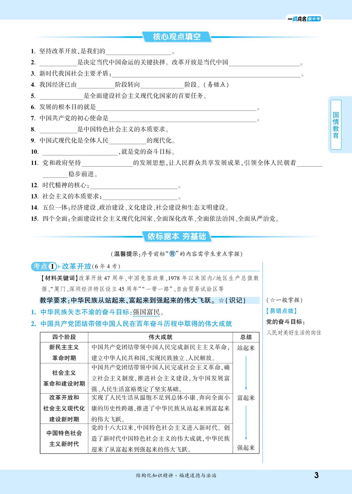 第1课 踏上强国之路-【一战成名新中考】2026福建中考道德与法治·一轮复习·结构化知识精讲（讲册）