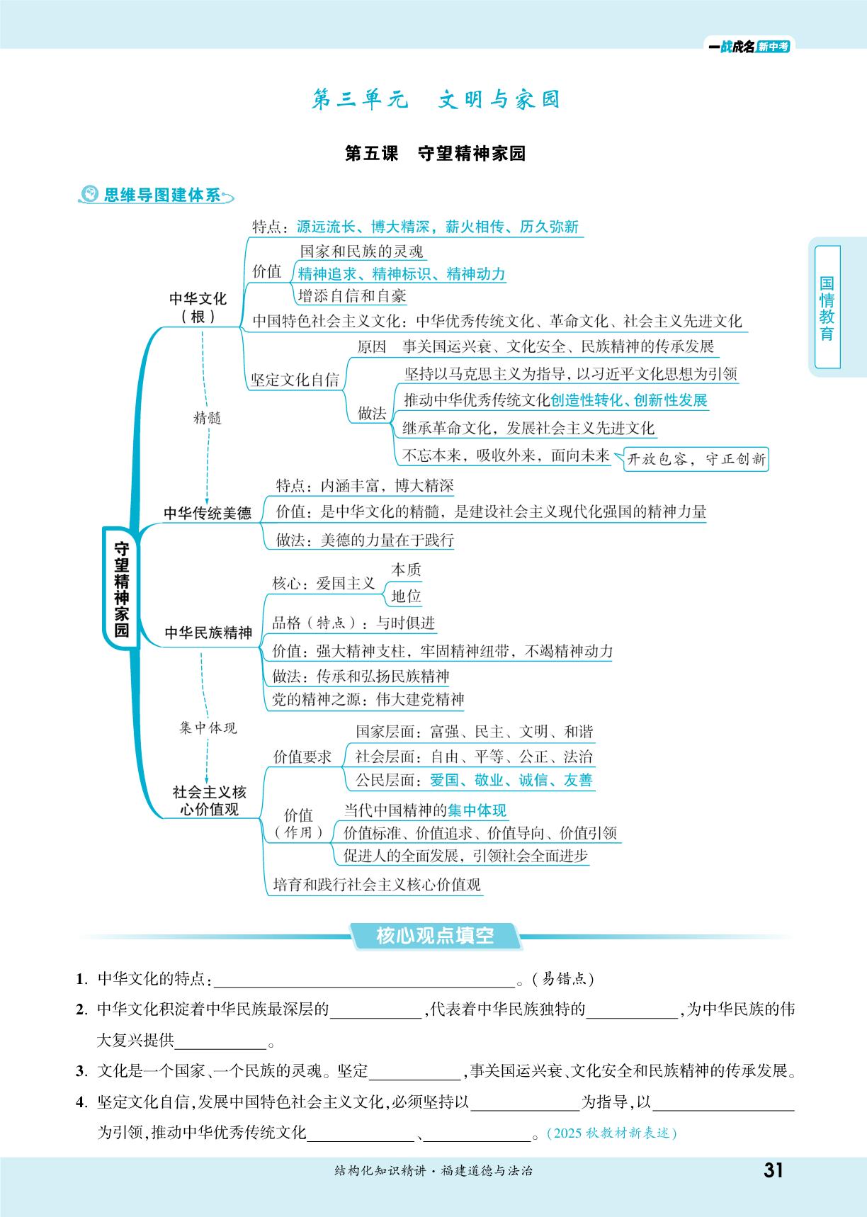 第5课 守望精神家园-【一战成名新中考】2026福建中考道德与法治·一轮复习·结构化知识精讲（讲册）