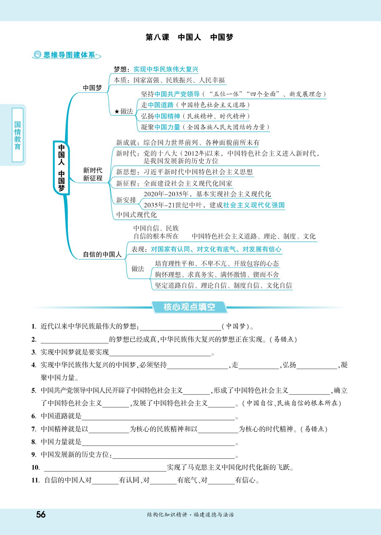 第8课 中国人中国梦-【一战成名新中考】2026福建中考道德与法治·一轮复习·结构化知识精讲（讲册）