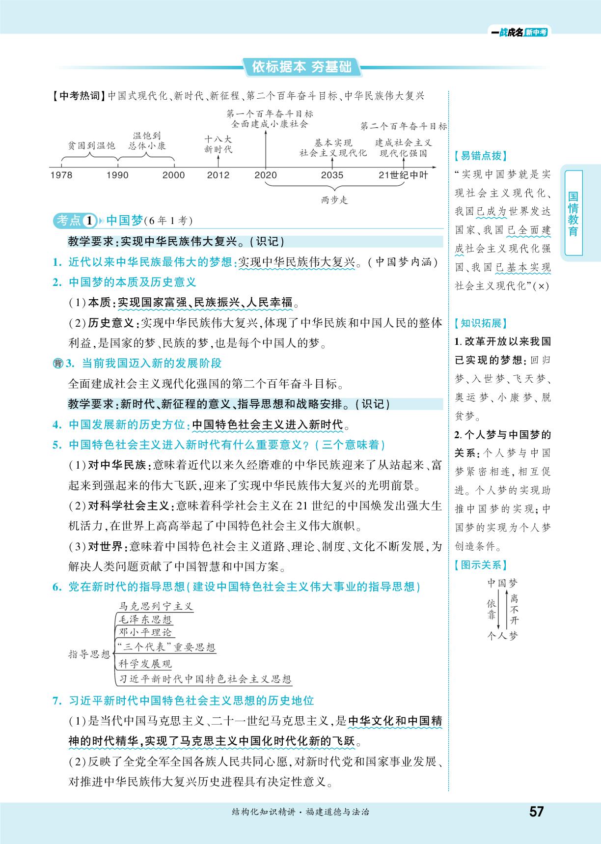 第8课 中国人中国梦-【一战成名新中考】2026福建中考道德与法治·一轮复习·结构化知识精讲（讲册）