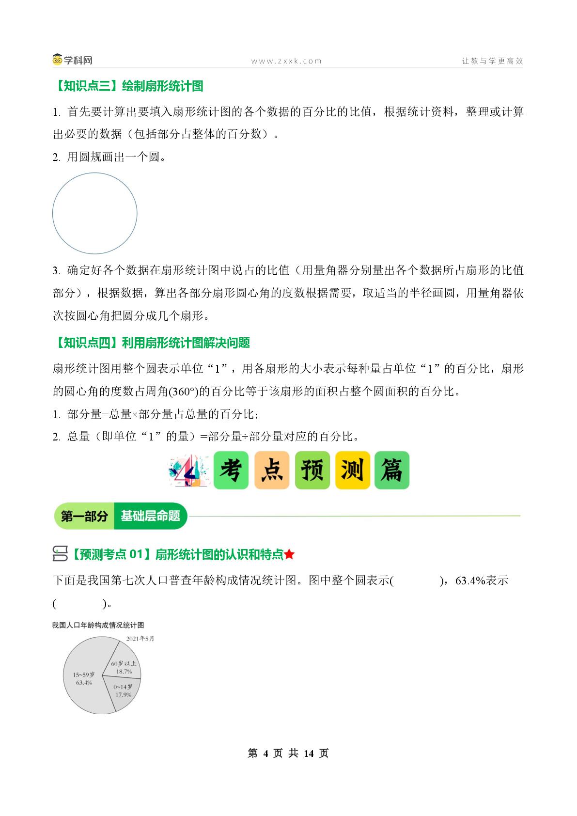 第七单元扇形统计图·单元复习篇（单元复习讲义）【五大篇章】-2025-2026学年六年级数学上册典型例题系列（原卷版+解析版）人教版