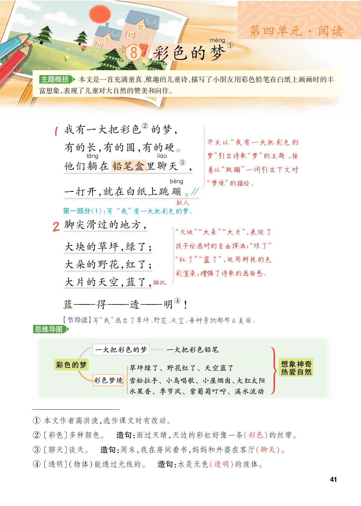 8 彩色的梦-【跳跳熊·预习教练】2025-2026学年二年级下册语文课堂笔记（统编版·新教材）